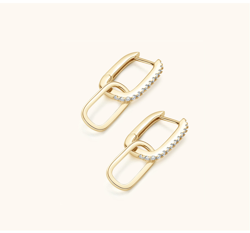 1 Pair 925 Sterling Silver Moissanite Geometric Earrings display picture 4