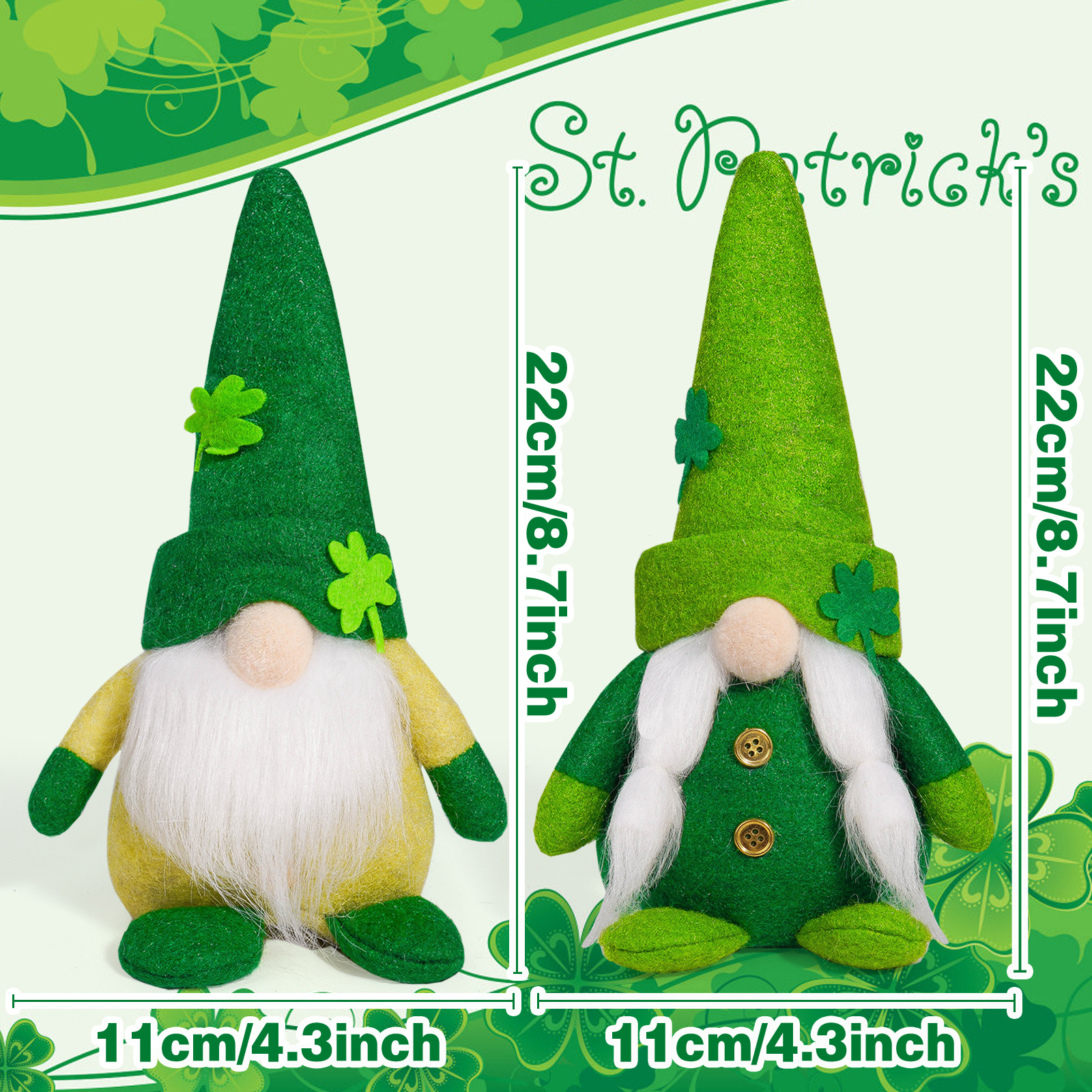 Día de San Patricio muñecas sin cara muñecas decorativas irlandesas día de trébol Rudolph tema decoración de fiesta