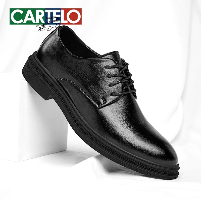 Кожаная обувь мужской 2025 новый стиль бизнес повседневный английский стиль кожаные дерби туфли с заостренным мягким дном свадебные туфли жениха