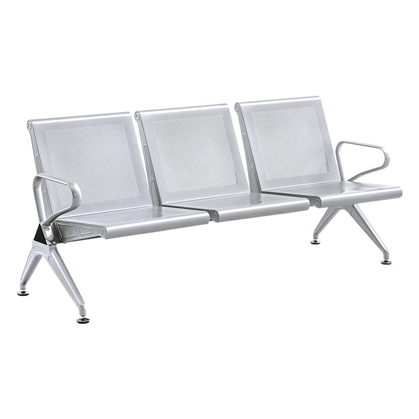 Bancas de parque de tres plazas hechas de acero laminado en frío, sillas antideslizantes, sillas de espera para clínicas médicas y asientos en fila para áreas de espera. image 1