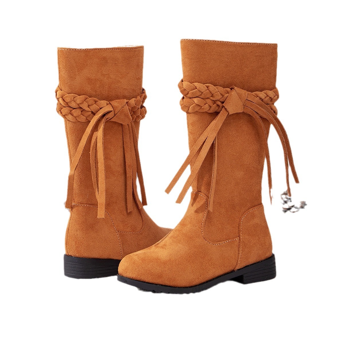 Zapatos para niños otoño e invierno nueva moda niñas princesa botas niña más terciopelo botas largas cálidas botas de caballero de terciopelo para niños_voghion.com