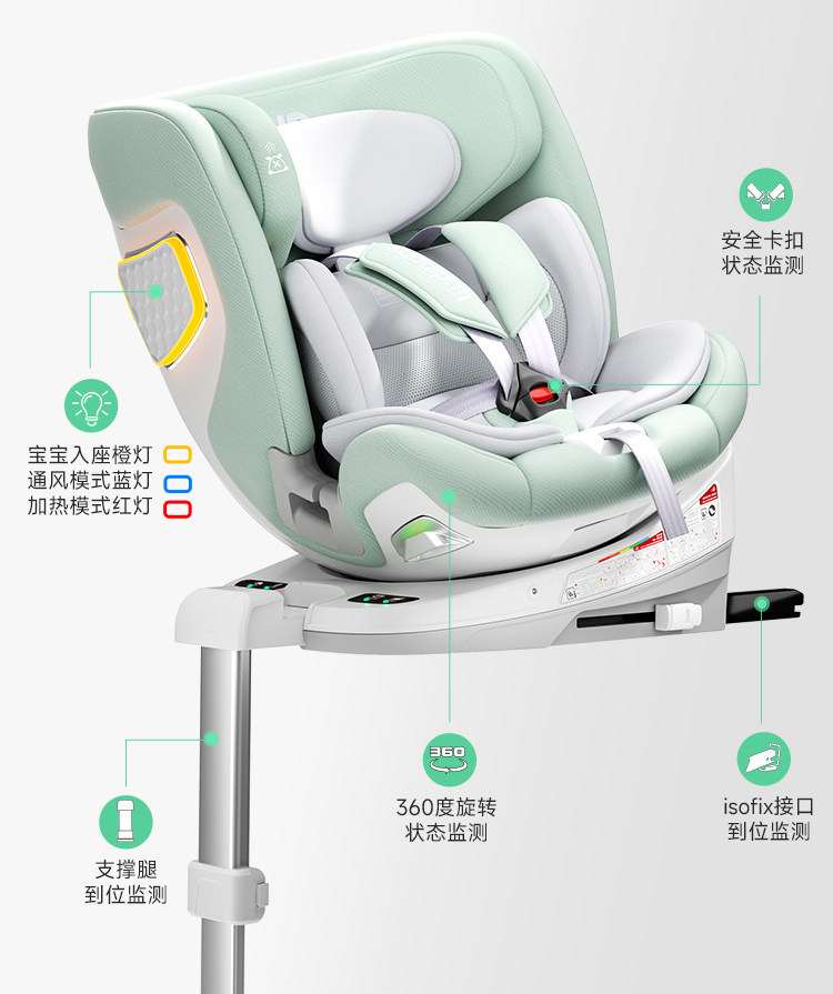 Leti Baby Child Safety Seat Space Capsule 2Pro Car Infant Car Seat 0-12 Years Old Intelligent Ventilation and Heating