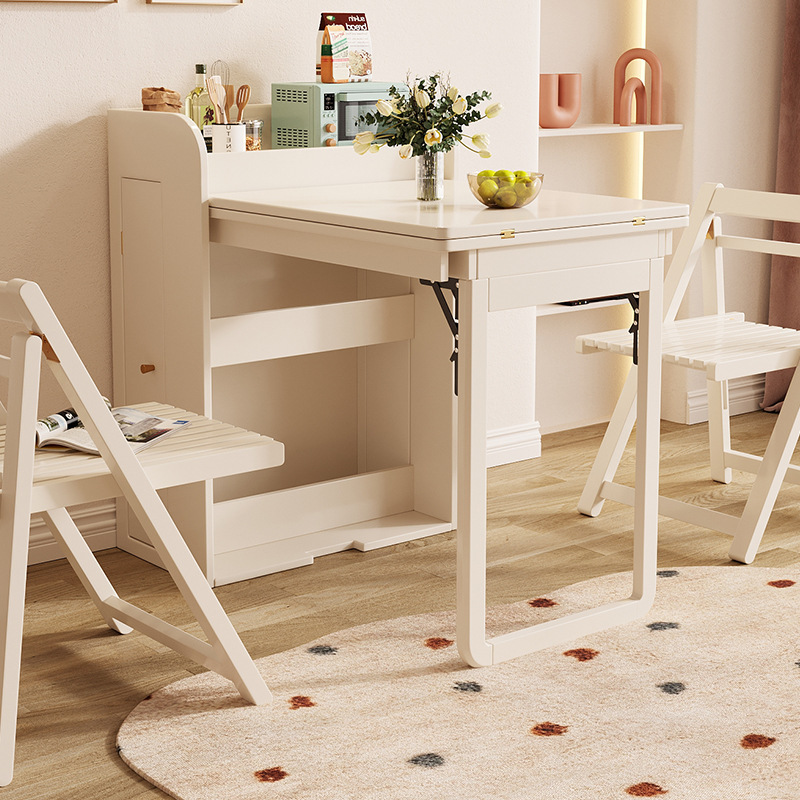 White Foldable Dining Table Solid Wood Chair Household Small Apartment Dining Table Storage Chair Modern Simple Sideboard Integrated White Foldable Dining Table Solid Wood Chair Household Small Apartment Dining Table Storage Chair Modern Simple Sideboard Integrated