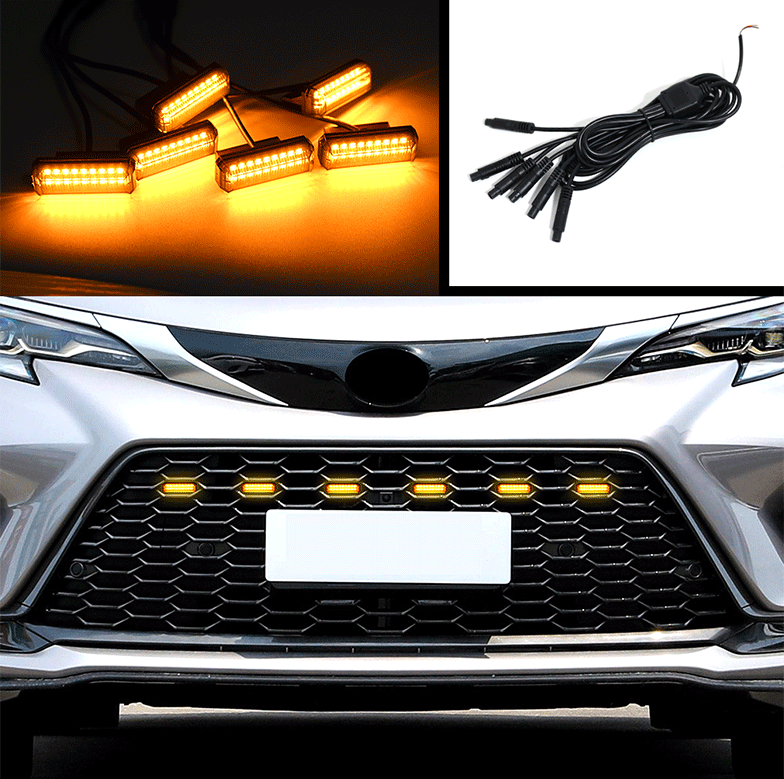 Car Grille Small Yellow Light Clip-On Led Light Suv Pickup Truck Off-Road Vehicle Grille Modification Universal Led Grille Light