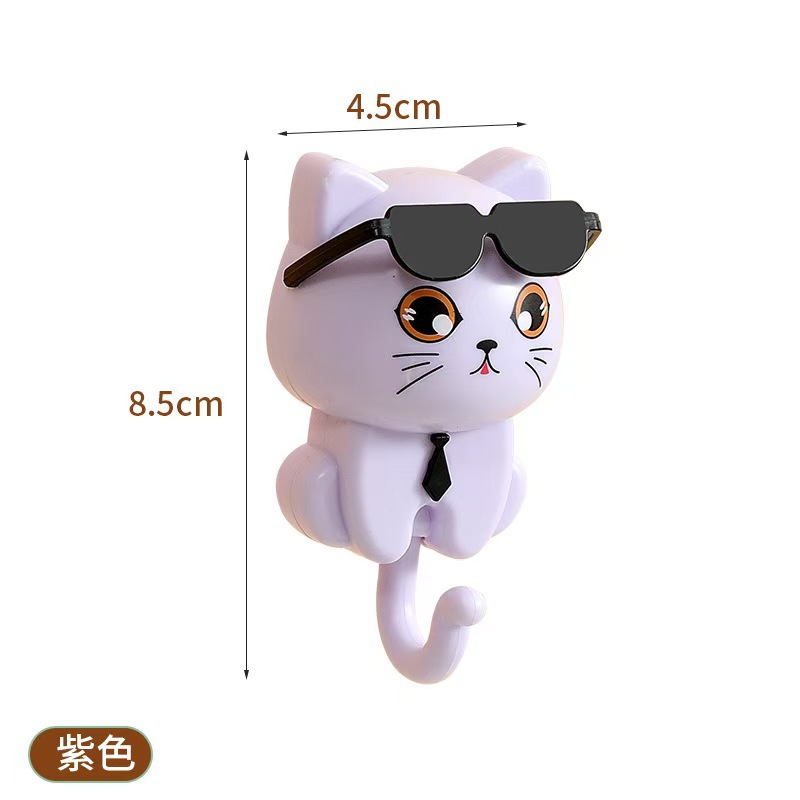 Glasses creativos gancho de entrada gancho de baño encantador dibujos animados pared ropa doméstica estilo gancho de gato