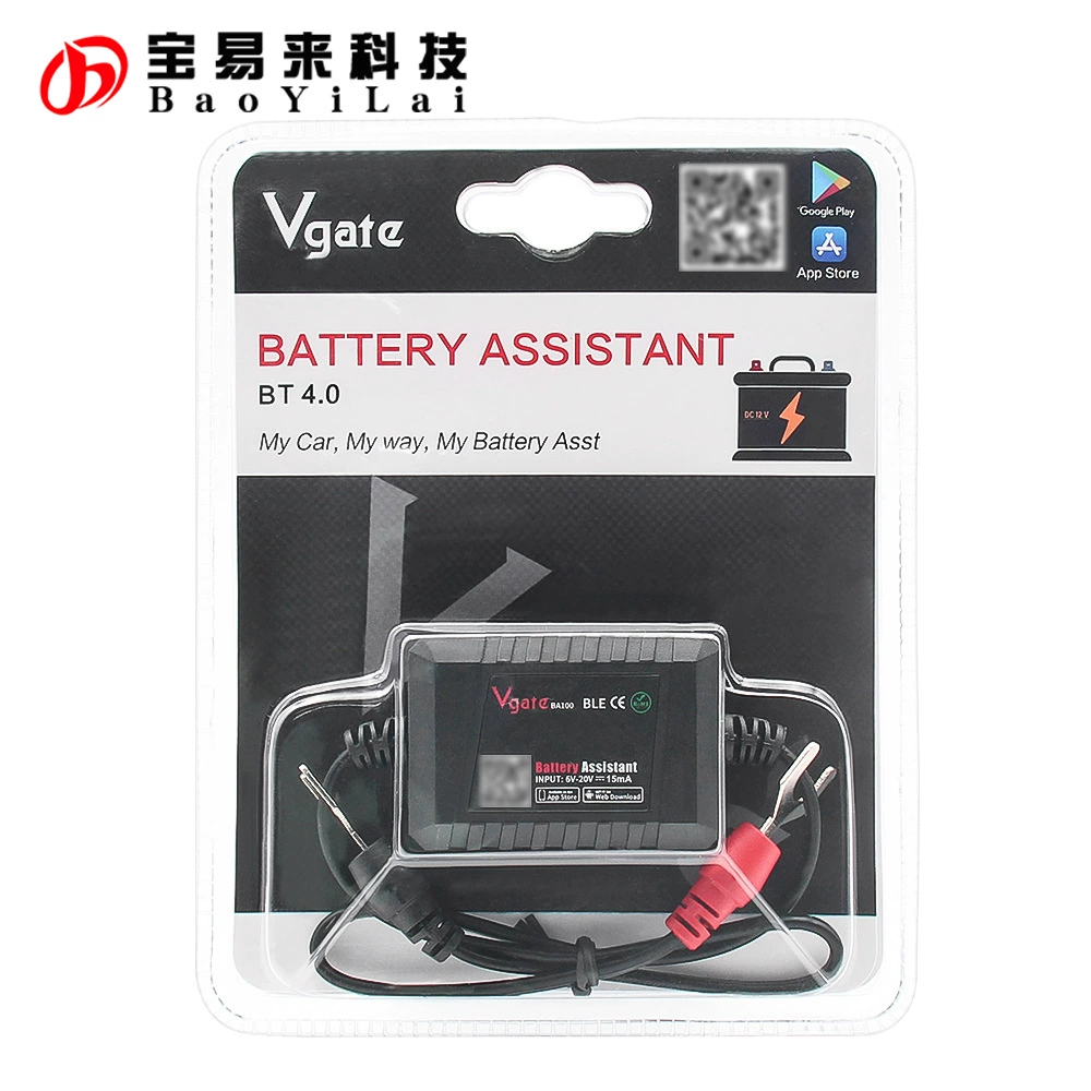 Ассистент аккумулятора Vgate BA100 12 В, 15 мА, Bluetooth 4,0, обнаружение автомобильного аккумулятора