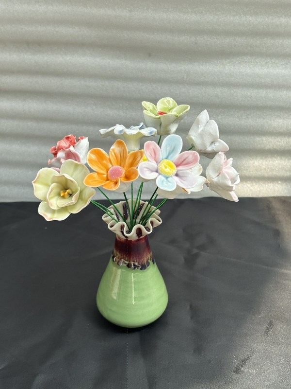 Zhaozhu Jingdezhen 高温手作りセラミックフラワーフル模擬花花瓶装飾花束ガールフレンドギフト|undefined