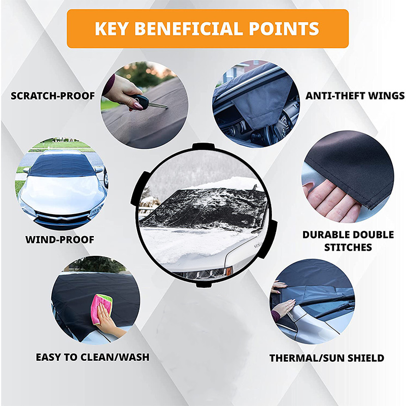 600D Oxford Cloth Car Snow Cover PVC Waterproof Windshield Protector