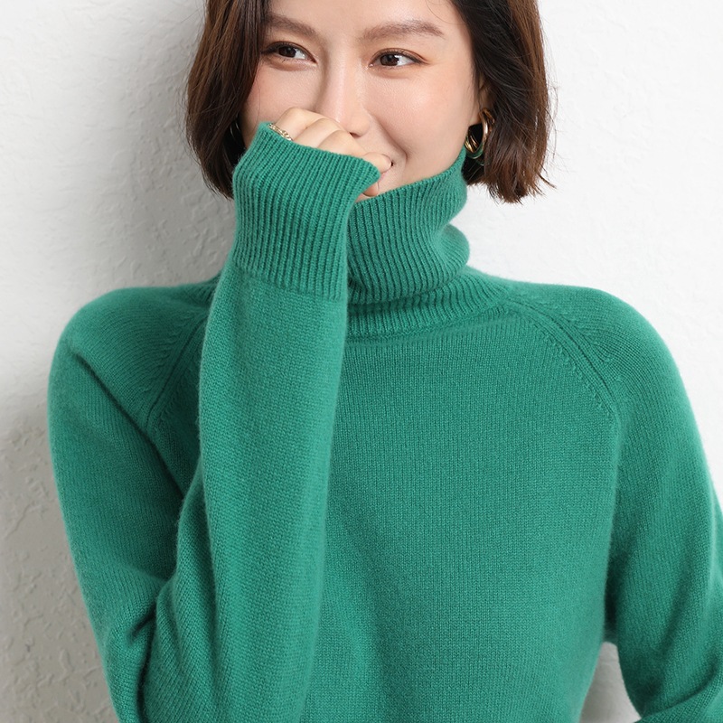 New thickened Korean version of knitted sweater free collar wool core yarn women's sweater high neck inside a leggings shirt autumn and winter