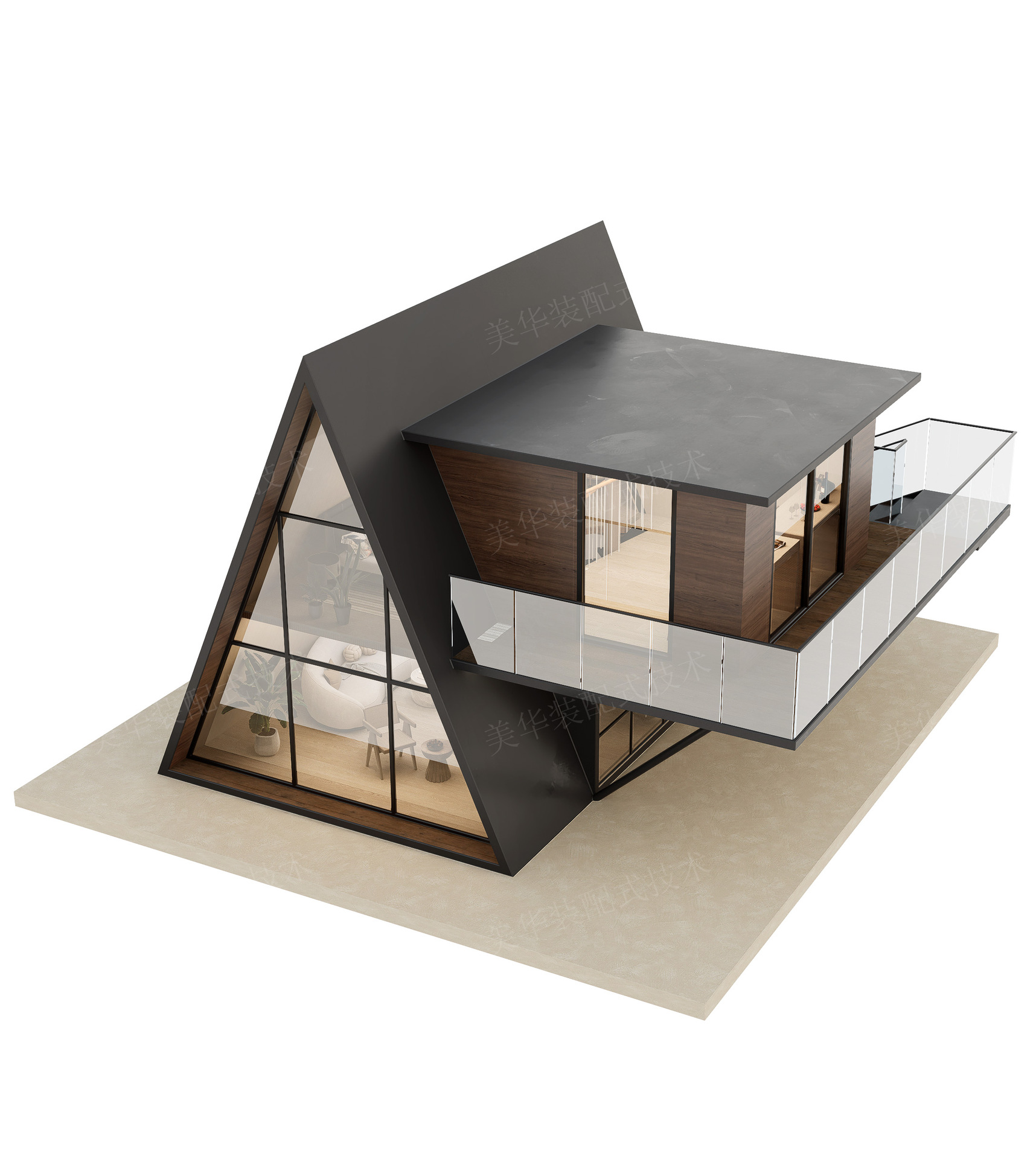 Casa de familia al aire libre, área escénica, campamento, casa de madera triangular, casa del árbol del bosque, ensamblaje móvil, villa de ocio, casa de madera rural