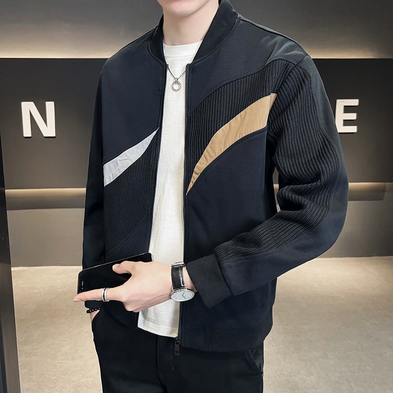 Весенняя подходящая по цвету куртка с Бейсбольным воротником, мужская куртка на молнии