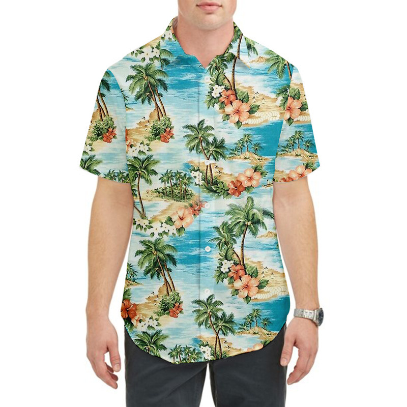 2022 New All-round Polyester Large Size Digital Printed Shirt Pirate Style Hawaiian Men's Casual Shirt