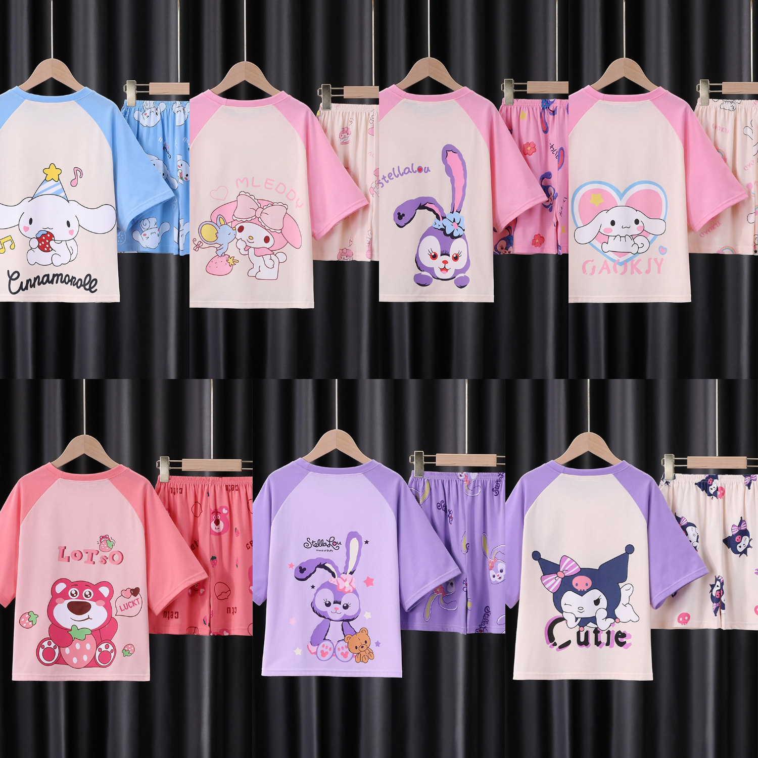 Pijamas infantiles niñas de manga corta verano delgado dibujos animados yu Gui perros niñas de niños mayores set de ropa de bebé