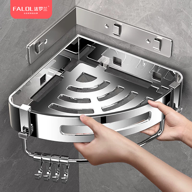No-Drill Bathroom Shelf, 304 Stainless Steel Toilet Corner Basket, Wall-Mounted, Detachable Corner Storage No-Drill Bathroom Shelf, 304 Stainless Steel Toilet Corner Basket, Wall-Mounted, Detachable Corner Storage