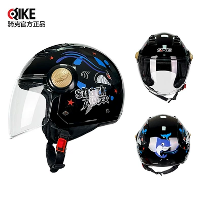 Motosiklet kaskı (dəbilqə) — Half Helmet Personalized 3/4 Helmet - 002-long-mirror-bright-black-shark-m