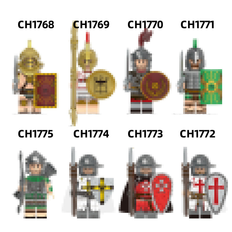 Cross-border compatible with Lego, customizable 1768 military series Roman and Greek soldier building block minifigure toy educational toy