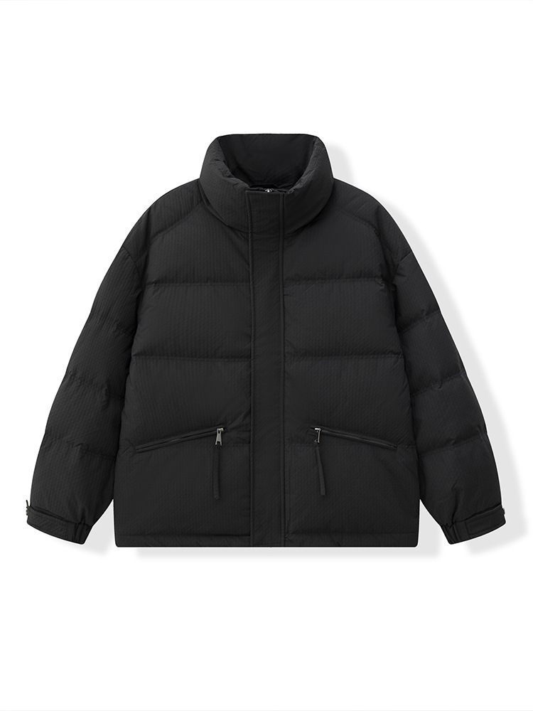 Ropa de pan de cuello alto para hombre de otoño e invierno Chaqueta de plumón de pareja Chaqueta de plumón de pato blanco cálido casual simple protección contra el frío