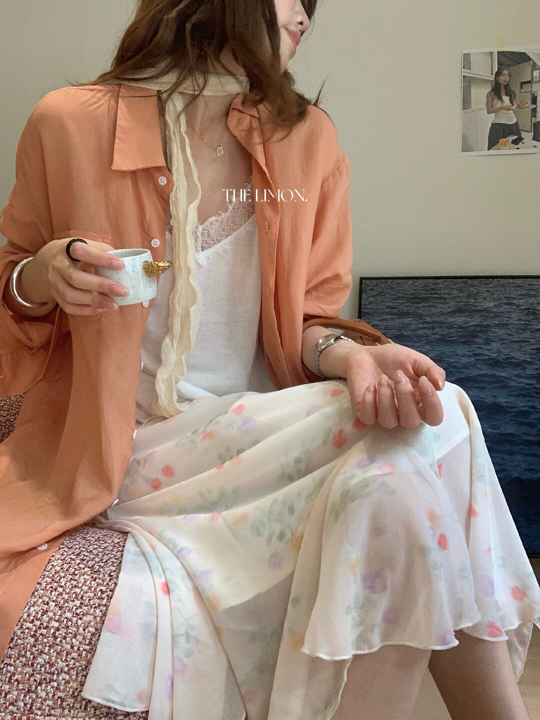 Áo sơ mi nữ tay dài chất liệu tencel phong cách lười biếng ấm áp — Vàng nhạt, xanh lam, Xanh lá cây nhạtcolor, màu hồng chi tiết 33