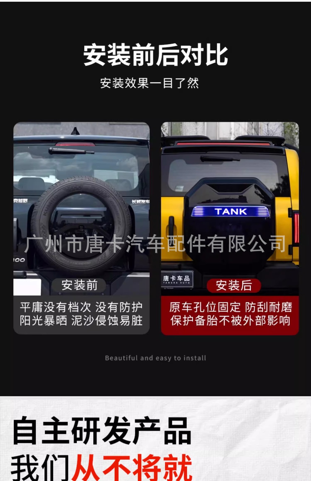 Tank 300 Spare Tire Cover for Tailgate, Special Modification Full-Cover Tire Protection Cover for Off-Road Use