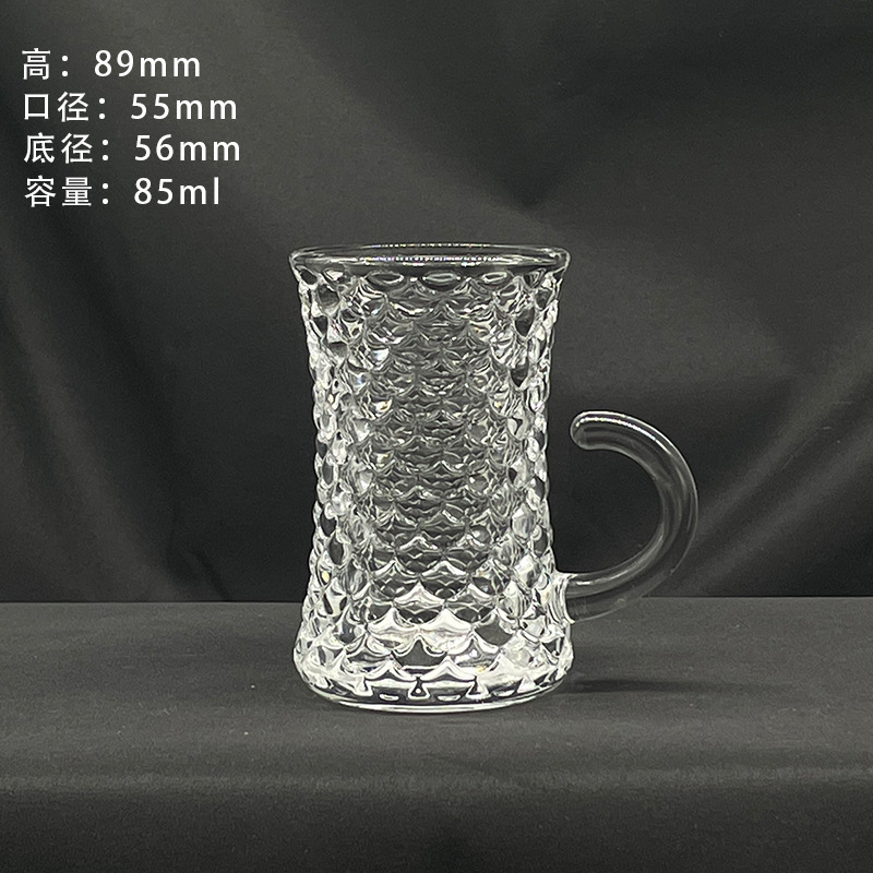 Juego de tazas de café turco Taza de vidrio a rayas verticales Taza de té de flores de estilo europeo Taza de agua para el hogar Taza de té exquisita de alta gama
