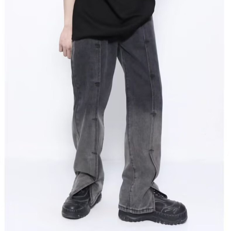 Jeans retro estadounidenses para hombres 2026 primavera y otoño nueva marca de moda de la calle alta delgada recta pantalones casuales de boquilla
