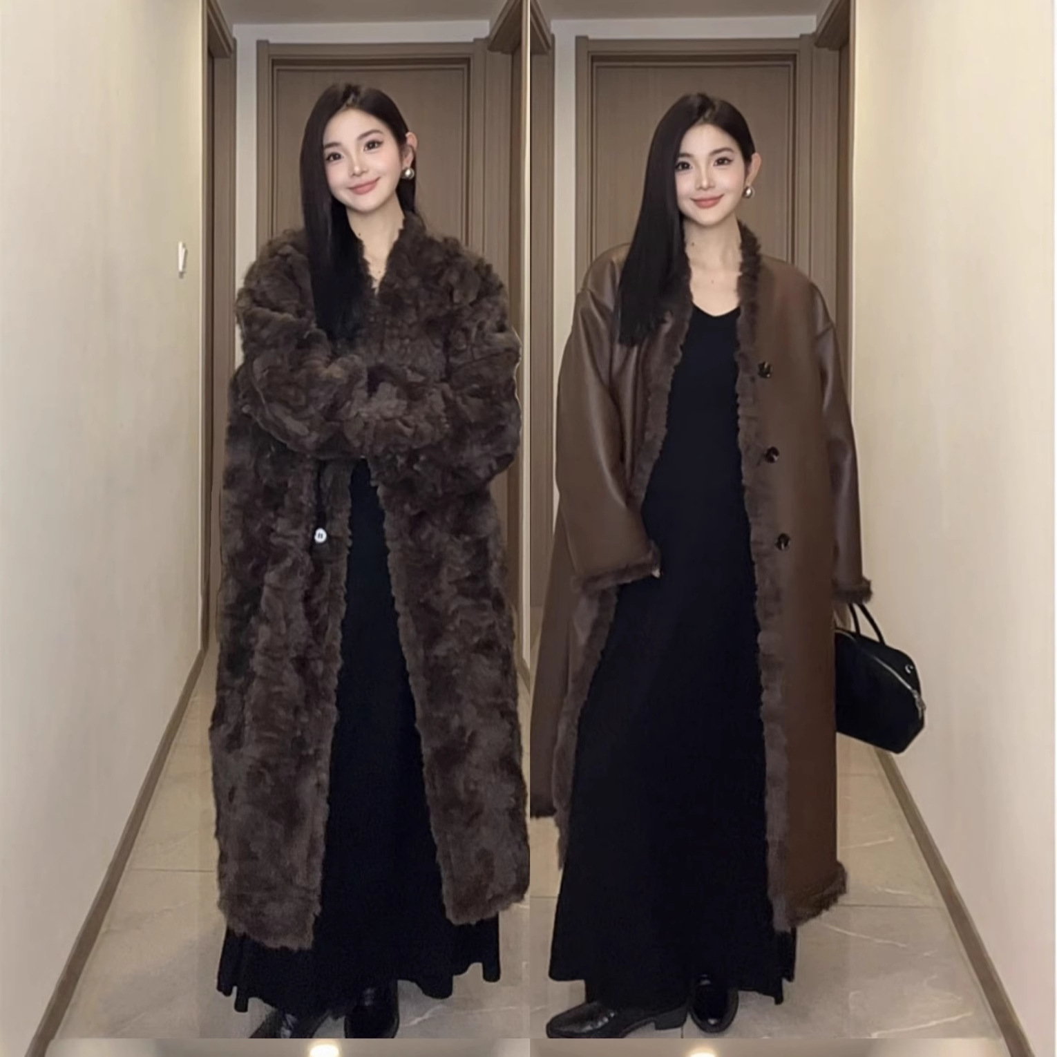 2025新款毛毛外套长款皮草皮毛一体立领双面可穿大衣长款冬季外套