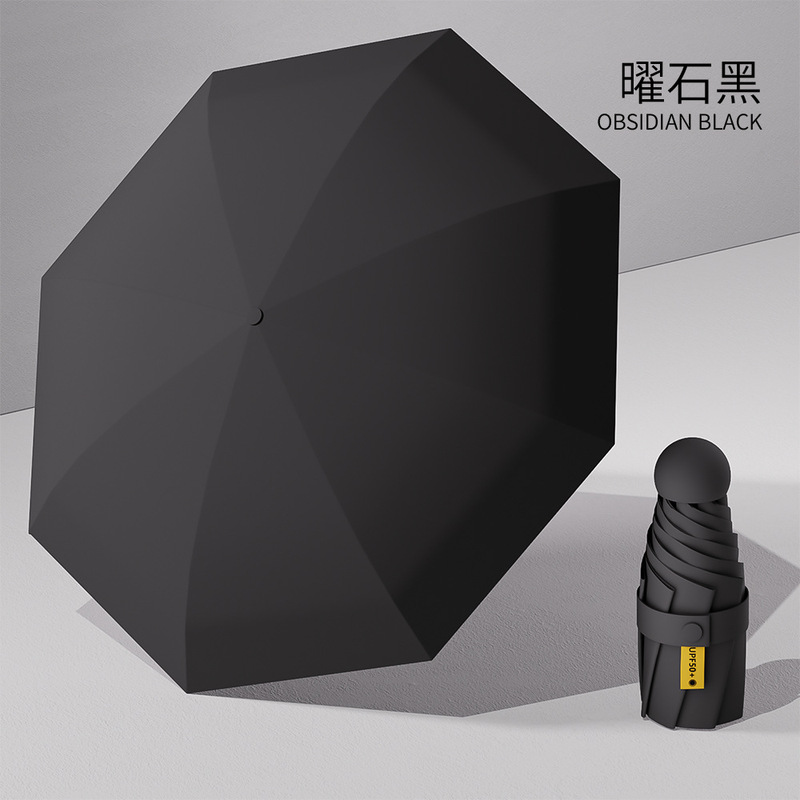ミニカプセル傘女性高級感折り畳み黒ゴム日焼け止め日傘卸売りカスタム紫外線防止日傘|undefined