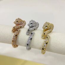 佧家v金高版本斑点滴胶豹子头戒指女微镶钻欧美时尚霸气指环批发