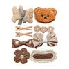 Demi-season cute children's set, woolen hairgrip with bow, with little bears