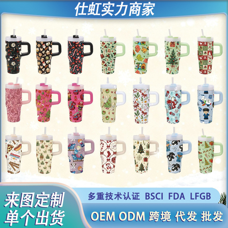 14 oz Cartoon Christmas Halloween Series Insulated Cup Stainless Steel Mini Handle Cup Multi-Color Customization