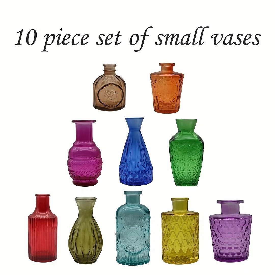 Juego de 10 jarrones pequeños y coloridos