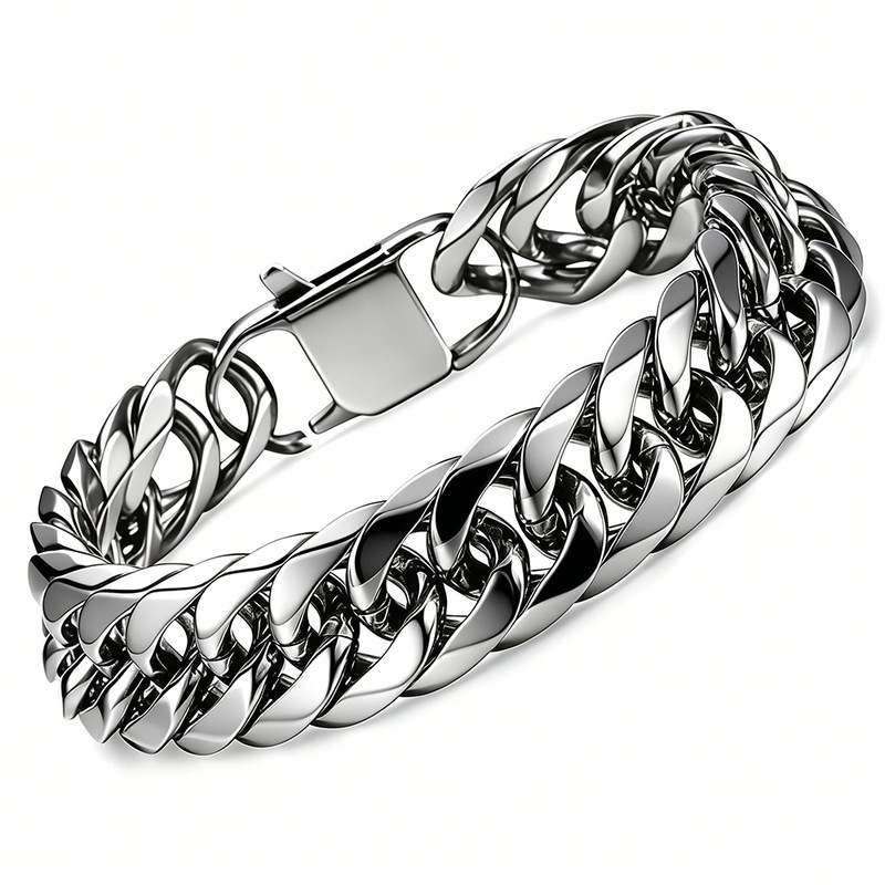 Europe and the United States new hot selling men's love all-match stainless steel men's bracelet personality charm ins square buckle bracelet Europe and the United States new hot selling men's love all-match stainless steel men's bracelet personality charm ins square buckle bracelet