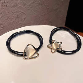 春夏新款猫眼石几何发圈简约精致版珍珠头绳轻奢成人精品店发绳女