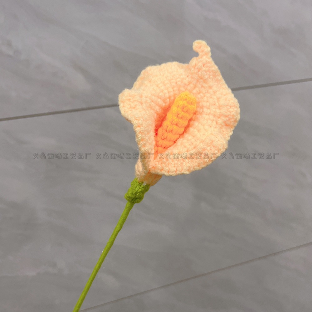 Lily tejido a mano acabado rosa Lily Tulip flor artificial lana ramo regalo