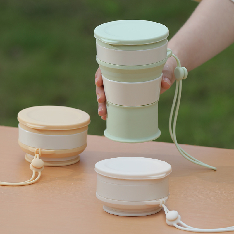 Taza de agua plegable viaje portátil taza de café portátil taza de compresión de campamento al aire libre taza de silicona retráctil