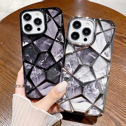 Applicable to Apple iPhone 14 Phone Case New Electroplated Marble iPhone 15 Pro Max Protective Cover Silicone 13 High-end