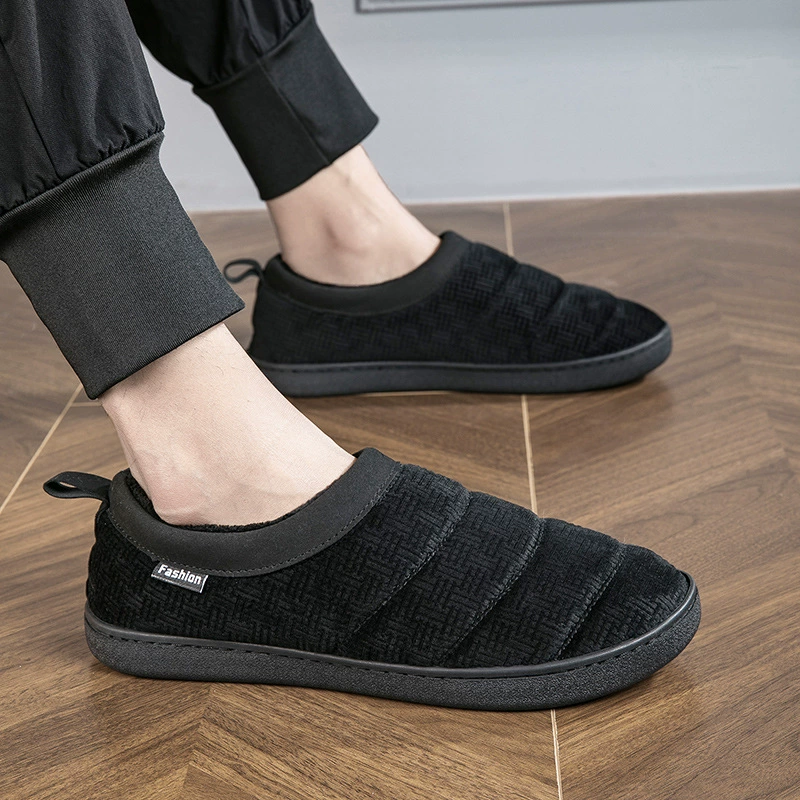 Хлопковые буксирные зимние мужские и женские пары плюс бархатные крытые хлопчатобумажные туфли мужские нескользящие теплые сумки и зимние тапочки мужские