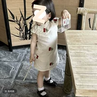 Восточная красота, новое детское платье-жилет в китайском стиле с вышивкой вишни, модное детское платье