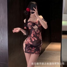 不误正夜性感情趣内衣透视调情玫瑰包臀裙免脱制服纯欲连衣裙套装