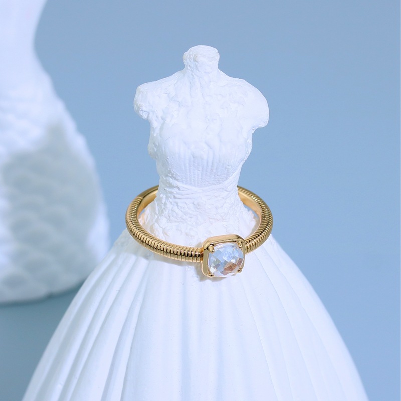 Fashion Leaf Heart Shape Snake Copper Asymmetrical Plating Inlay Zircon Rings 1 Piece