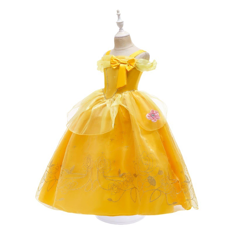 2025 Внешняя торговля, платье принцессы «Холодное сердце» для девочек, платье принцессы Белль, платье для детского дня, дня рождения, Рождества, выступления