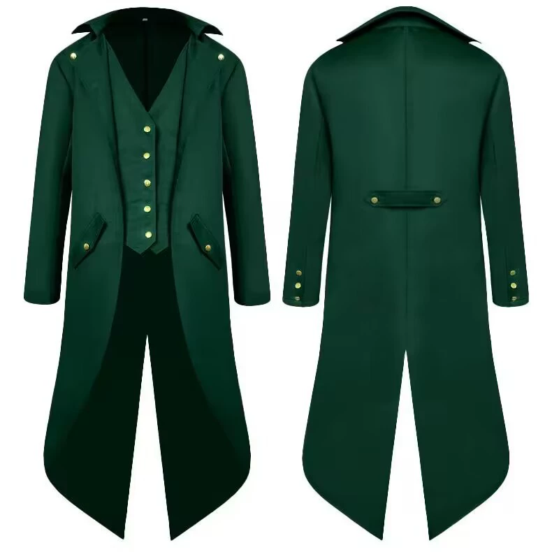 Men's Medieval Punk Tuxedo Coat, Mid-Length Retro Cosplay Jacket, Multi‑color Sizes