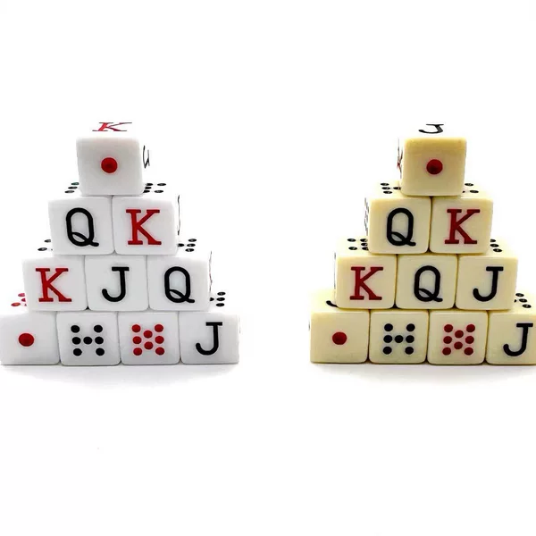 Wholesale in stock 16mm right angle JQK poker dice white and tooth yellow sub throw sieve