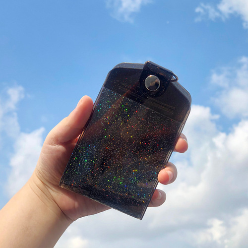 Four card positions soft leather ins style Japanese and Korean transparent glitter creative bus card meal card student buckle card sleeve card bag