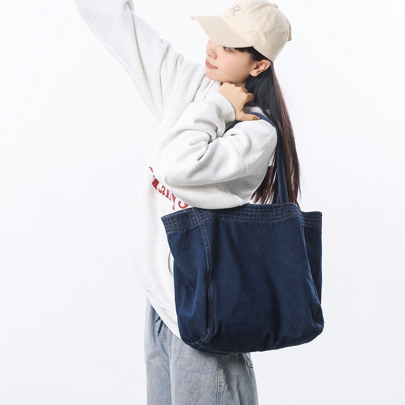 fashionable capacious denim shopping bag for leisure for men and…