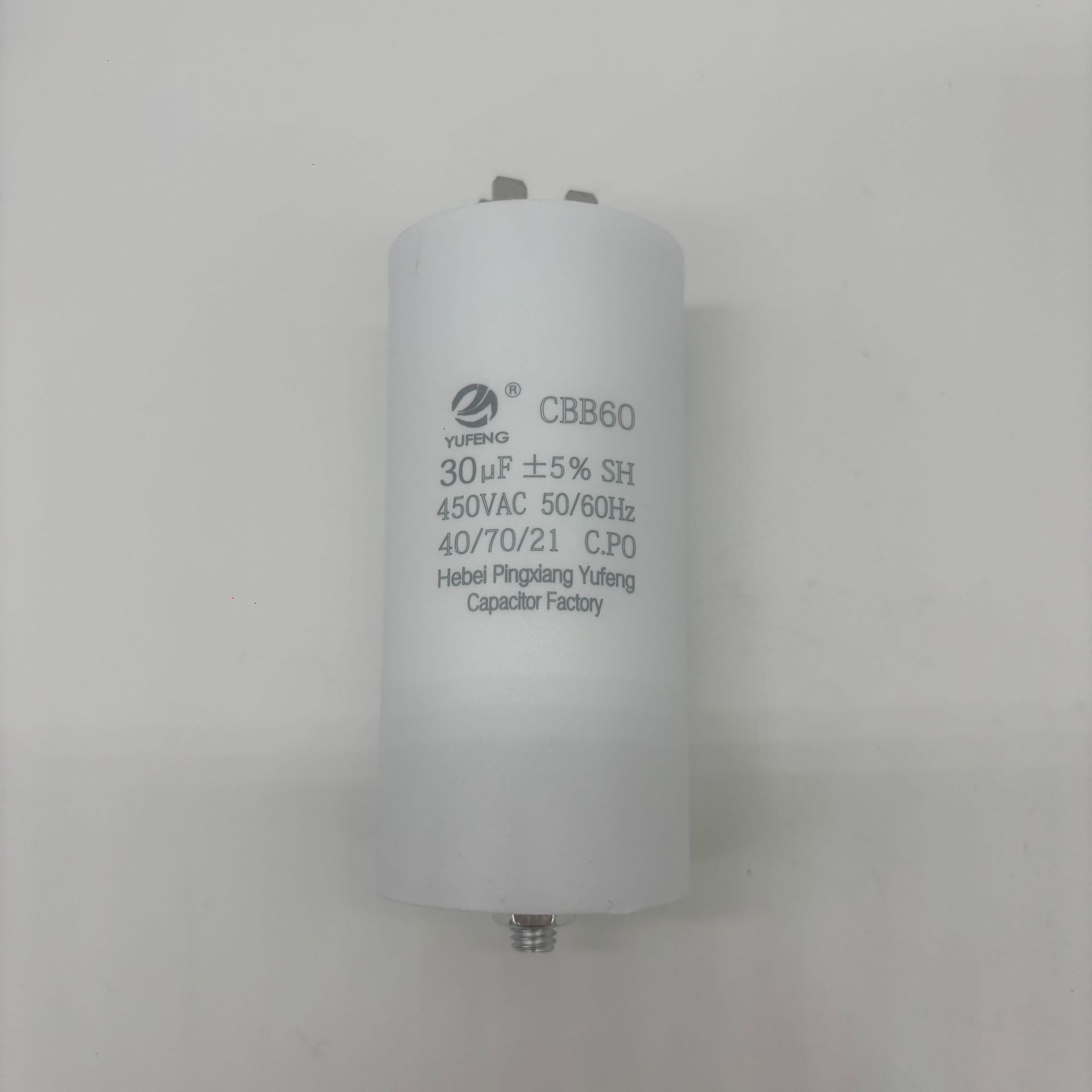 Condensador especial para bomba de agua con motor de tornillo en la parte inferior de la carcasa plástica de película metálica con condensador de doble inserción