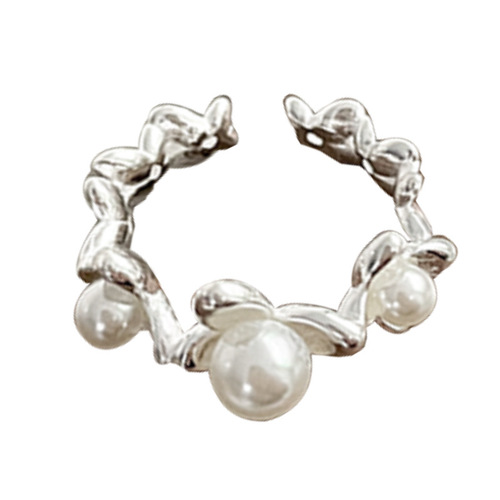 Lanzhi 925 silver jewelry women's niche light luxury high-end ins style pearl ring non-fading batch