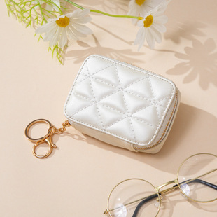 2025 New Compact Mini Lipstick Bag with Mirror for On-The-Go Touch-Ups, Sheepskin Pattern Cosmetic Bag Key