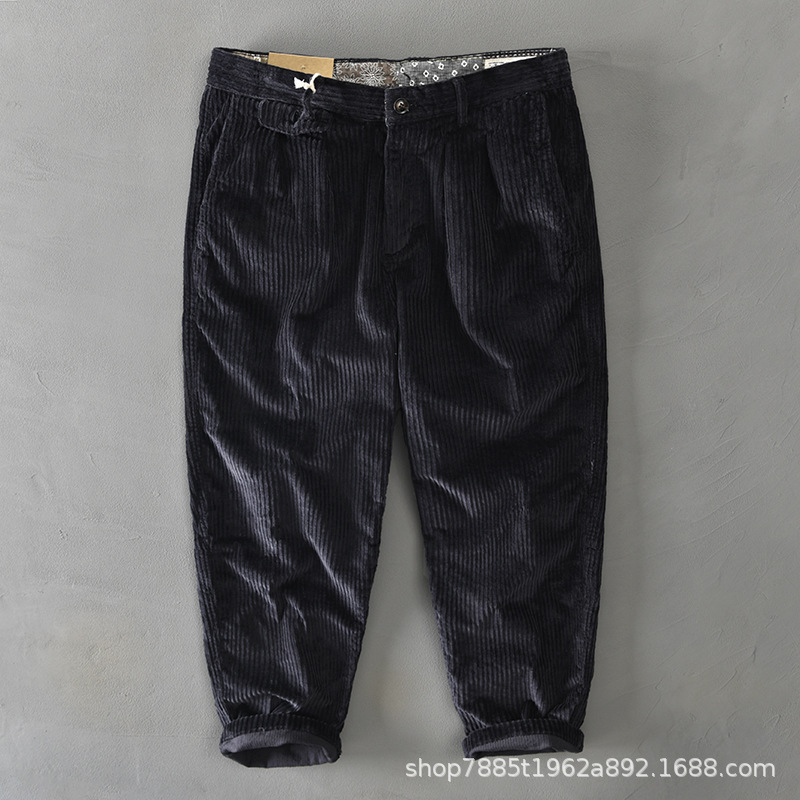 Tik Tok Blaze American Vintage Casual Pantalón de pana Ami Kaji japonés para hombre suelto de terciopelo blanco