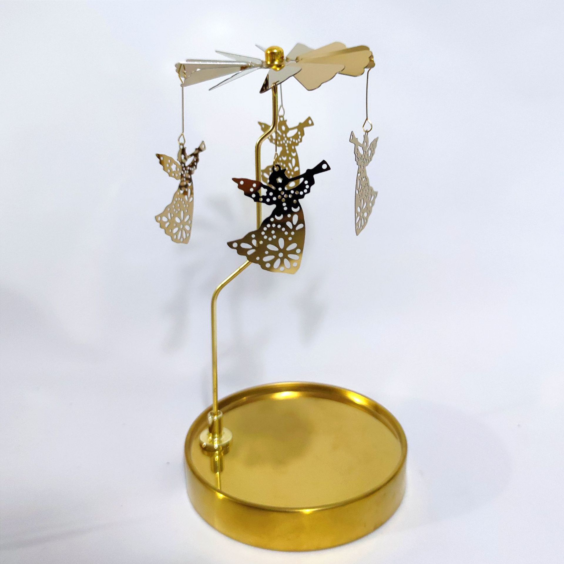 Fuente fabricante al por mayor Amazon INS bandeja redonda de acero inoxidable linterna giratoria giratoria candelabro de aromaterapia giratoria